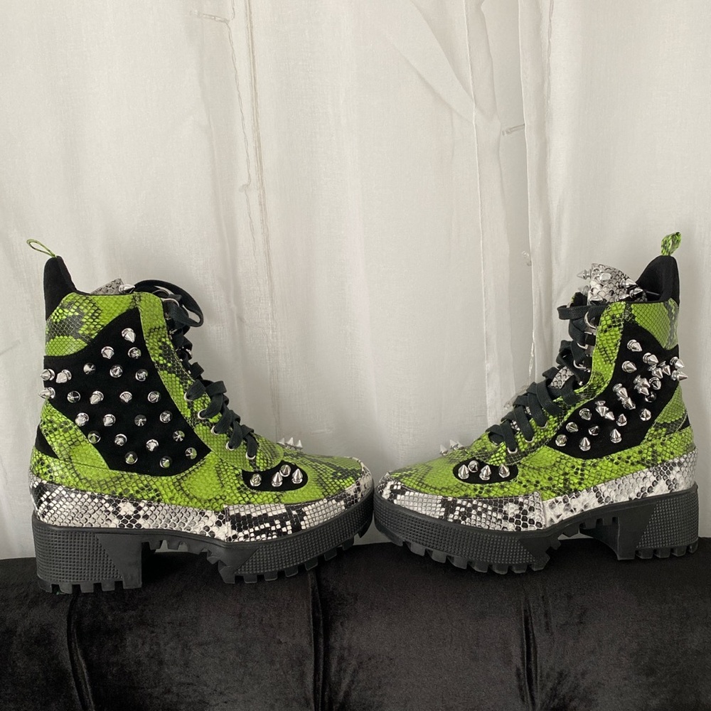 Snakeskin heel boots